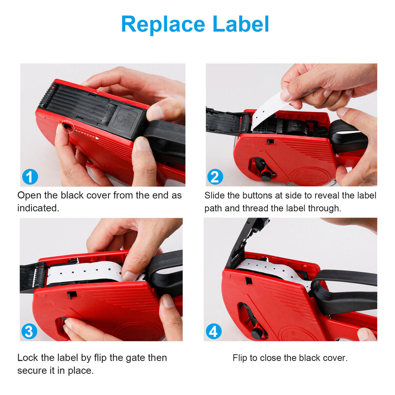 8 Digits Price Tagging Machine With Cover - Single Row printing,use for your small business or retail store (Red)