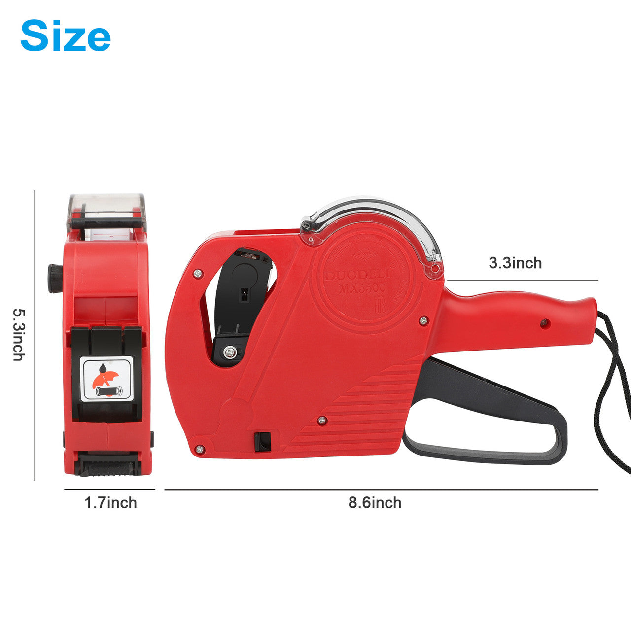 8 Digits Price Tagging Machine With Cover - Single Row printing,use for your small business or retail store (Red)