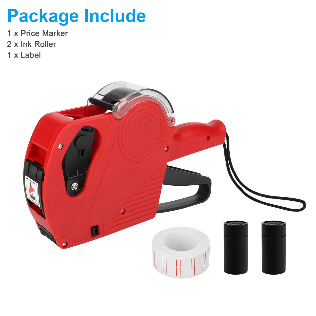 8 Digits Price Tagging Machine With Cover - Single Row printing,use for your small business or retail store (Red)