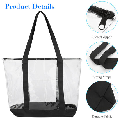 Tote Bag PVC Transparent Purse Handbag - See through Clear Handbag Purse Bag for Work,Beach,Makeup,Cosmetics (Clear)