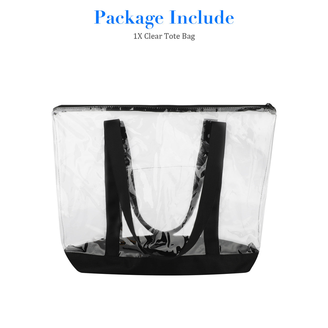 Tote Bag PVC Transparent Purse Handbag - See through Clear Handbag Purse Bag for Work,Beach,Makeup,Cosmetics (Clear)
