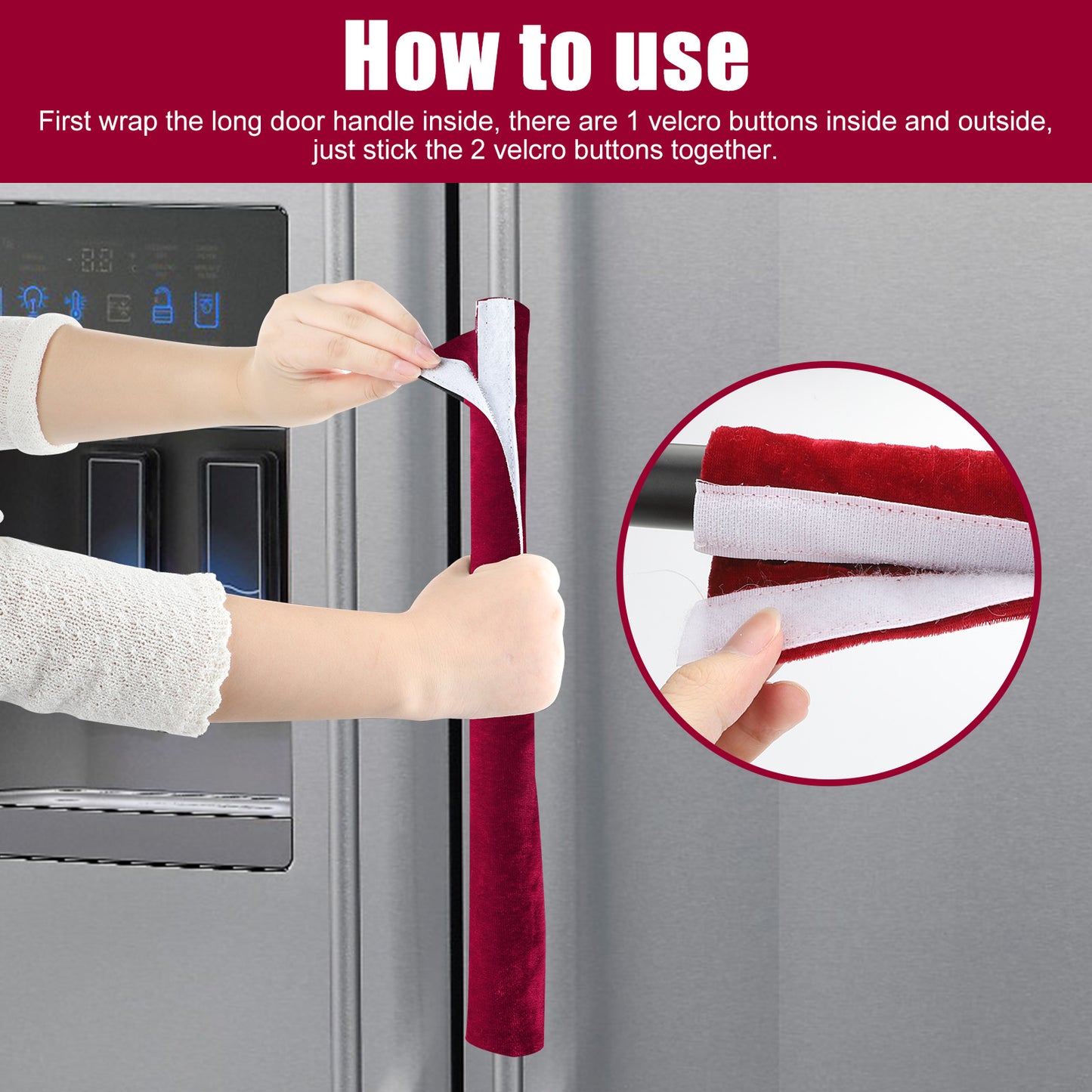 6Pcs Velvet Refrigerator Handle Gloves - Door Handle Protective case ,Kitchen Appliance Handle Cover,Dishwasher Fridge Protective Cover Electrical Appliance Door Gloves (Red)
