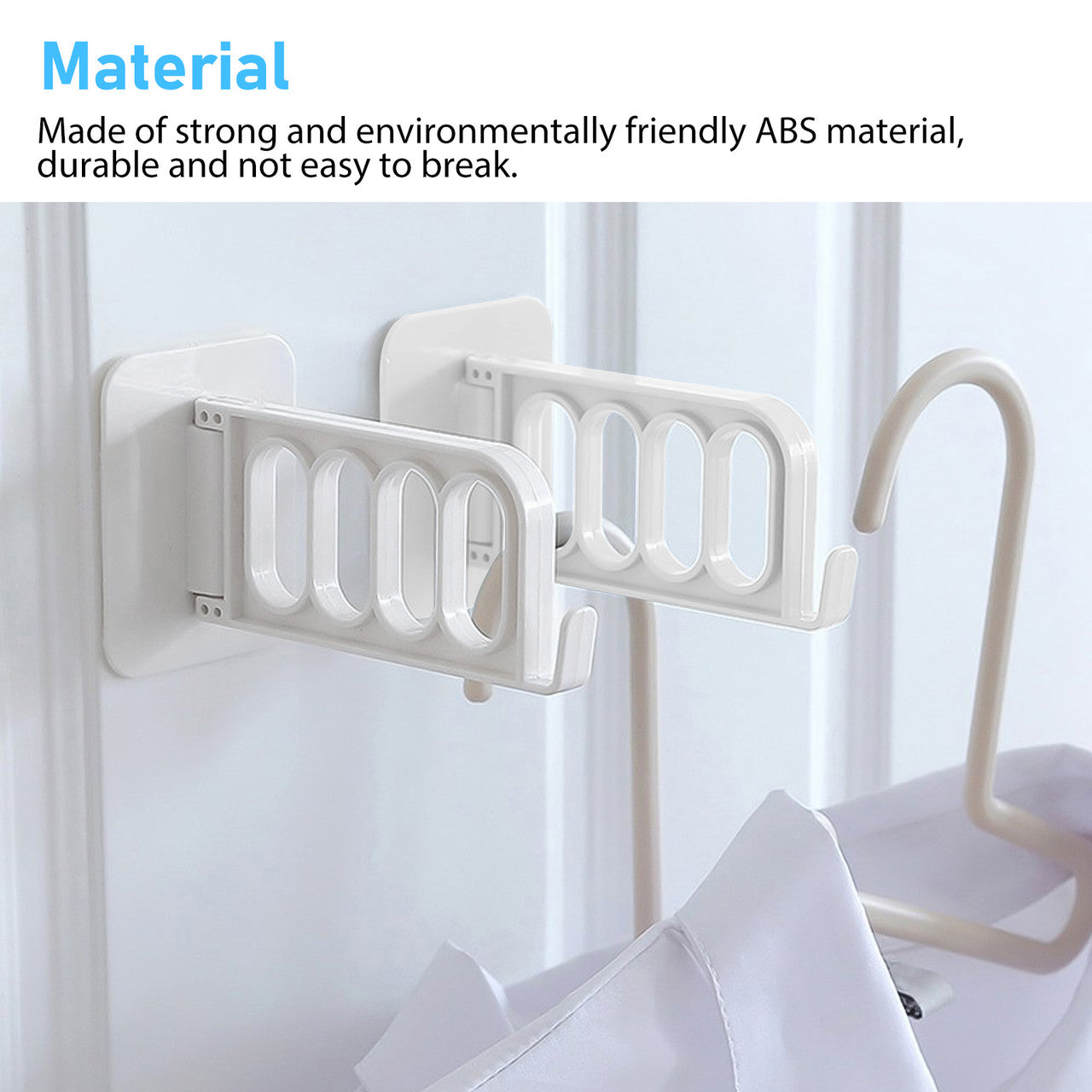 5 Pcs Foldable Wall Hanging Four Hole Hanger - For Kitchen and Bedroom Door Hookno Hole Punching No Trace Installation (White)