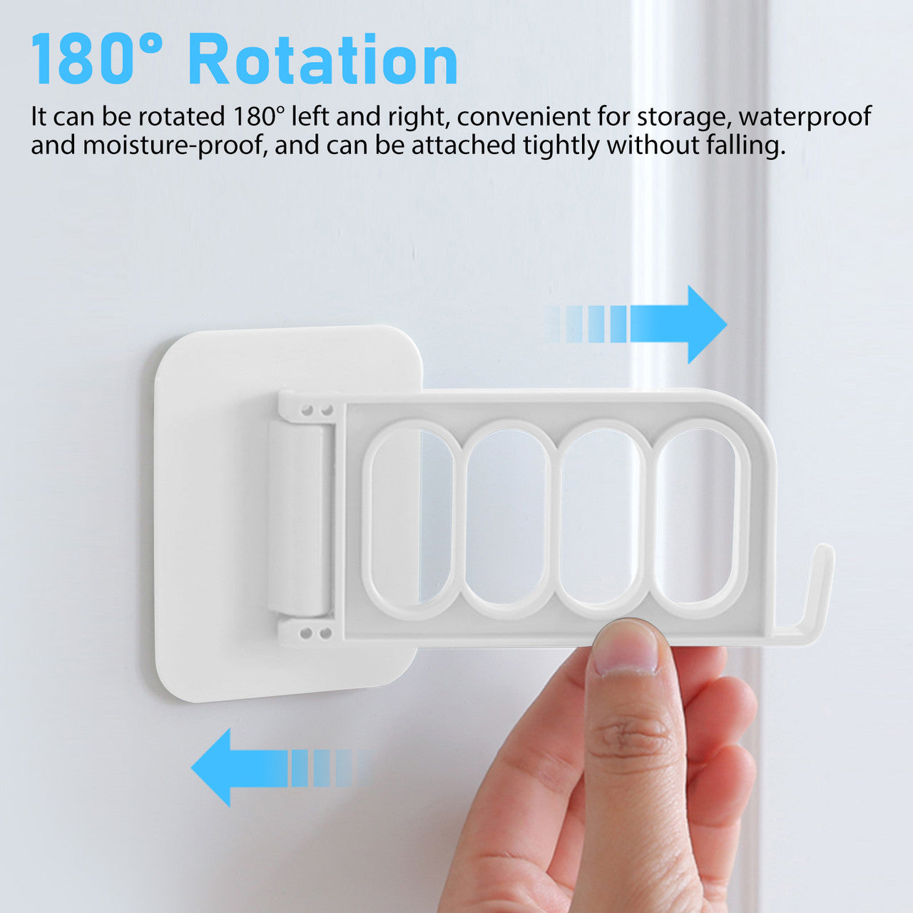 5 Pcs Foldable Wall Hanging Four Hole Hanger - For Kitchen and Bedroom Door Hookno Hole Punching No Trace Installation (White)