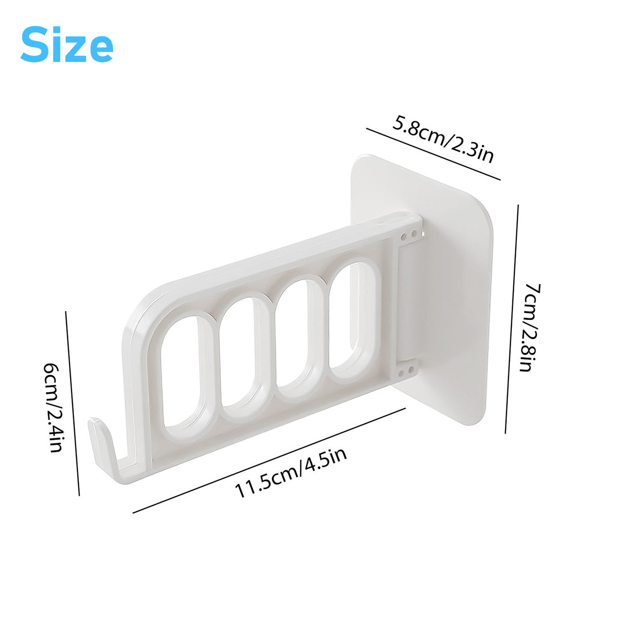 5 Pcs Foldable Wall Hanging Four Hole Hanger - For Kitchen and Bedroom Door Hookno Hole Punching No Trace Installation (White)