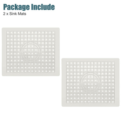 2 Pcs Kitchen Sink Mats - 12.2 x 10.24 IN Soft Rubber Sink Protector ,Quick Draining Design (Grey)