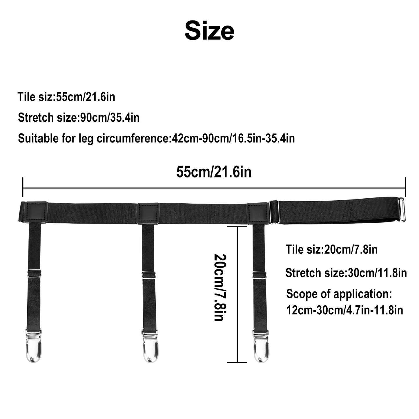 Shirt Stays Holder Garters Belt Elastic Strap Non-Slip Locking Clamps