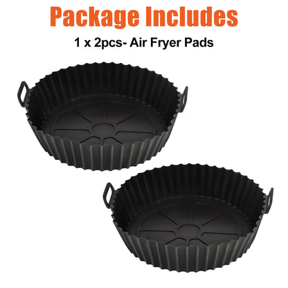 2Pcs Silicone Air Fryer Liners Pot - Reusable Non-Stick Air Fryer Silicone Basket Bowl,food-grade Silicone Baking Tray Pots for 5.3QT Air Fryer,Oven Accessories (Black)