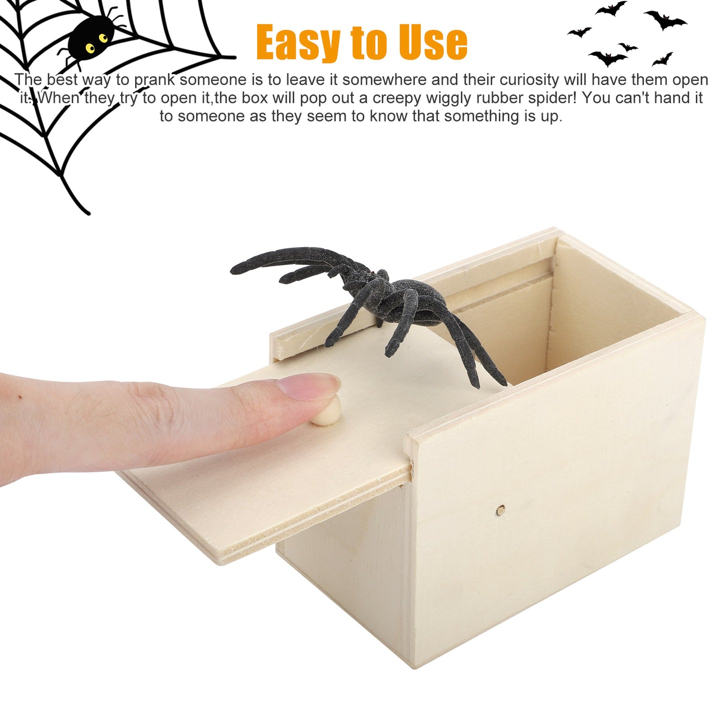 2 Pcs Spider Scare Prank Box Wooden