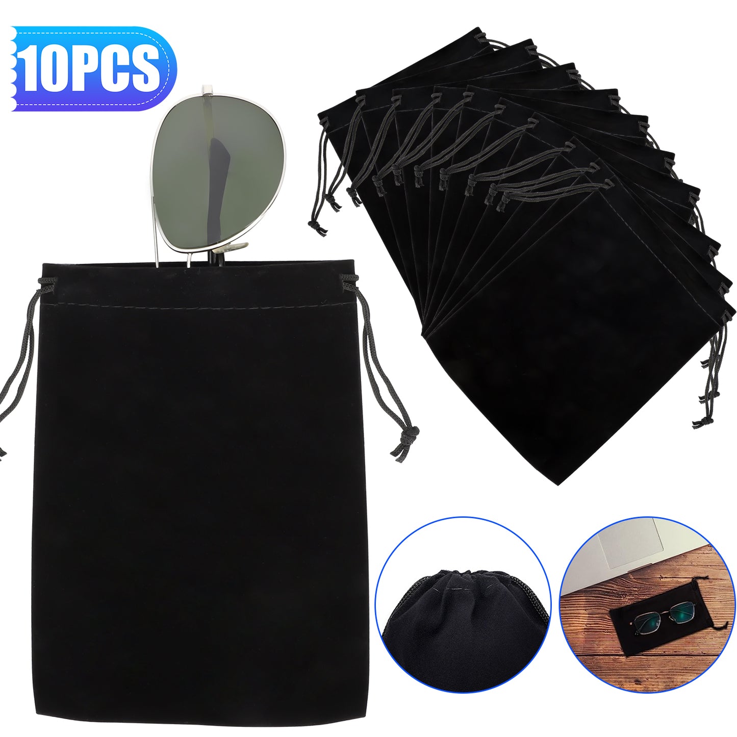 10pcs MicrofiberGlasses Carrying Pouch Bag