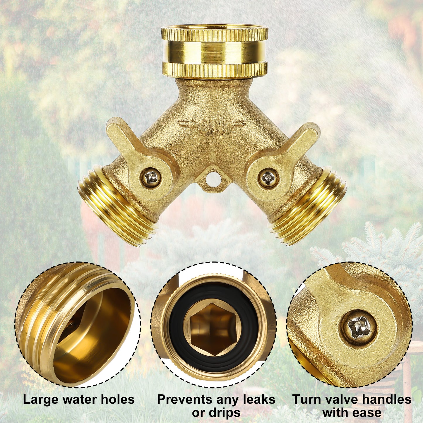 Water Valves - Brass Hose Splitter with Adjustable Flow Control