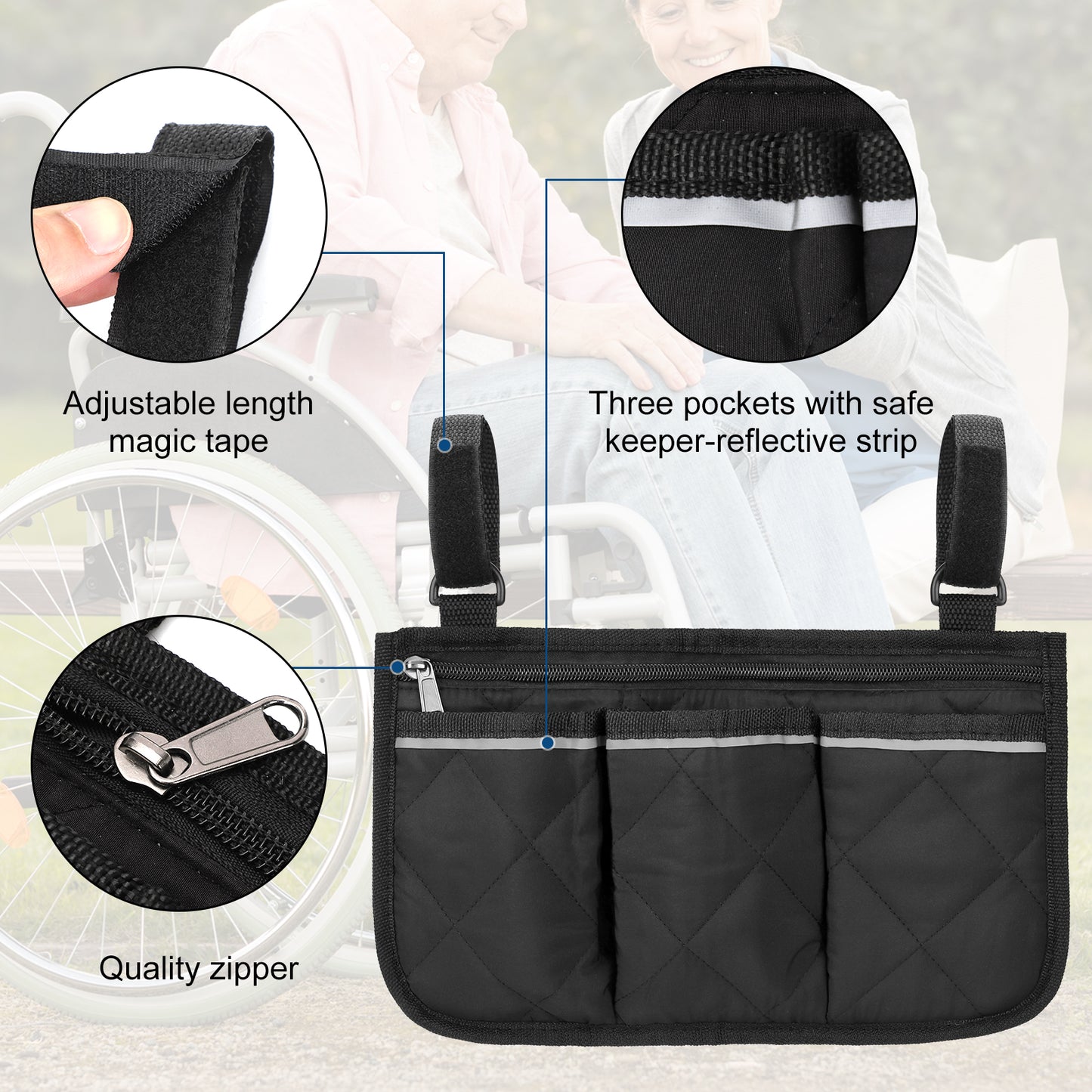 2pcs Wheelchair Side Pouch