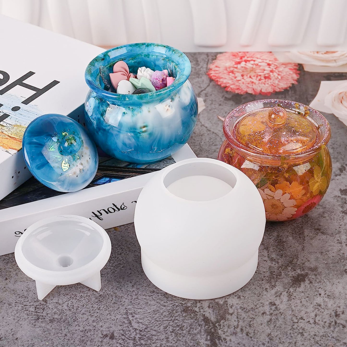 JAR RESIN MOLDS WITH LID - CREATE UNIQUE STORAGE CONTAINERS AND HOME DECOR
