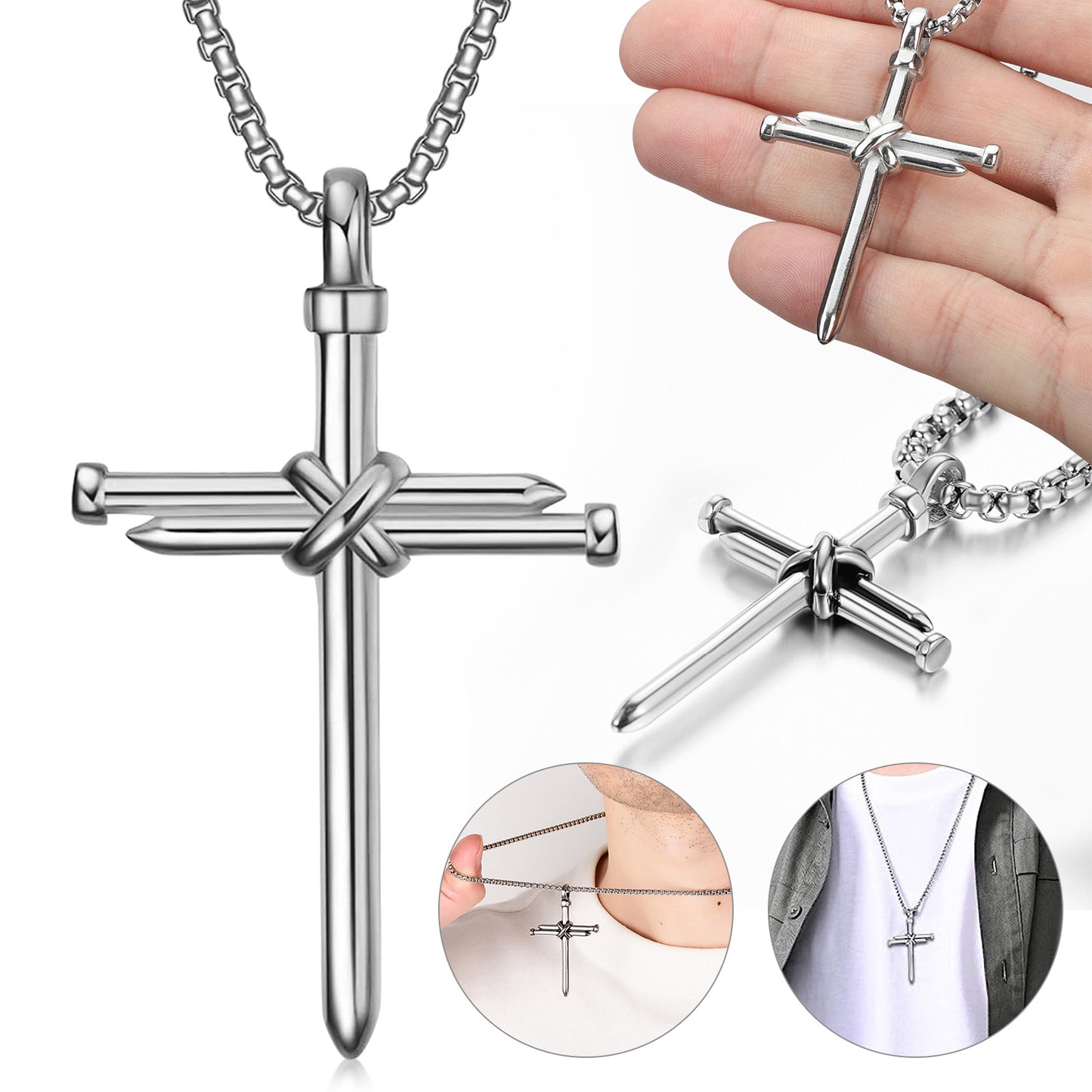 Stainless steel Cross pendant necklace