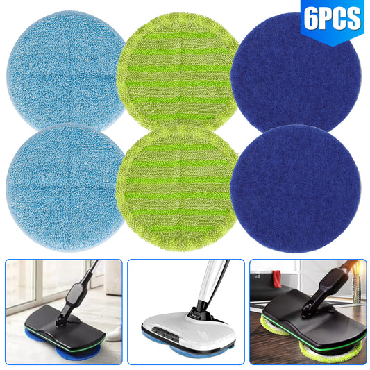 REPLACEMENT STEAM MOP PADS - 6 PACK OF REGULAR SCRUBBY, HEAVY SCRUB, AND TWIST CLOTH PADS