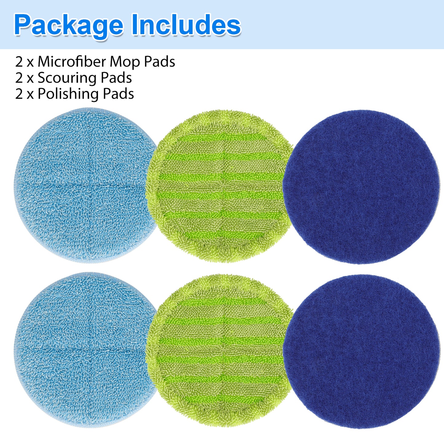 REPLACEMENT STEAM MOP PADS - 6 PACK OF REGULAR SCRUBBY, HEAVY SCRUB, AND TWIST CLOTH PADS