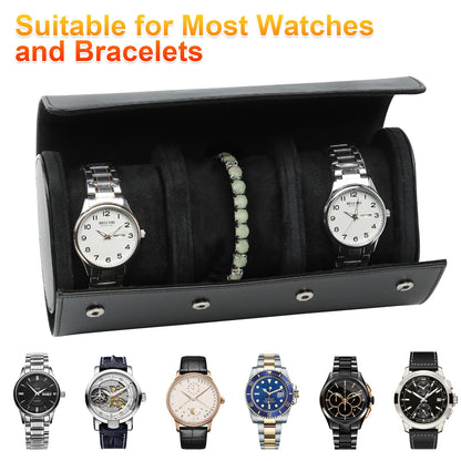 Watch Box - Retro Leather 3-Slot Watch Display Storage Box