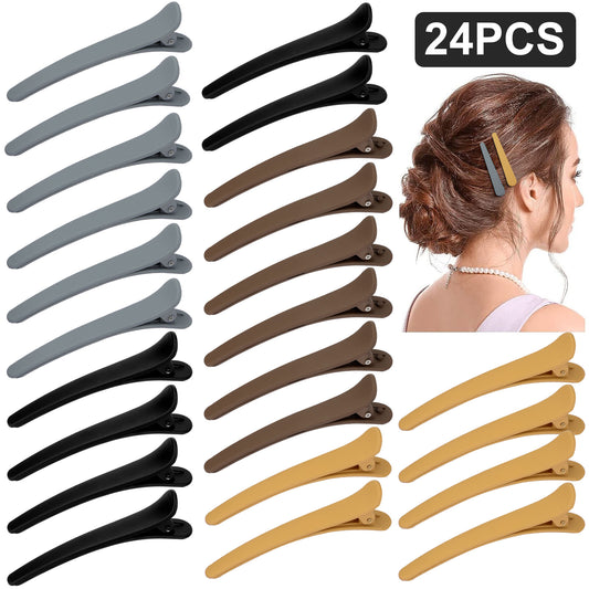 24-Pack Curved Duck Bill Hair Clips Set for Flawless Hairstyling - Versatile and Comfortable Hair Accessories for Styling, Sectioning, and More