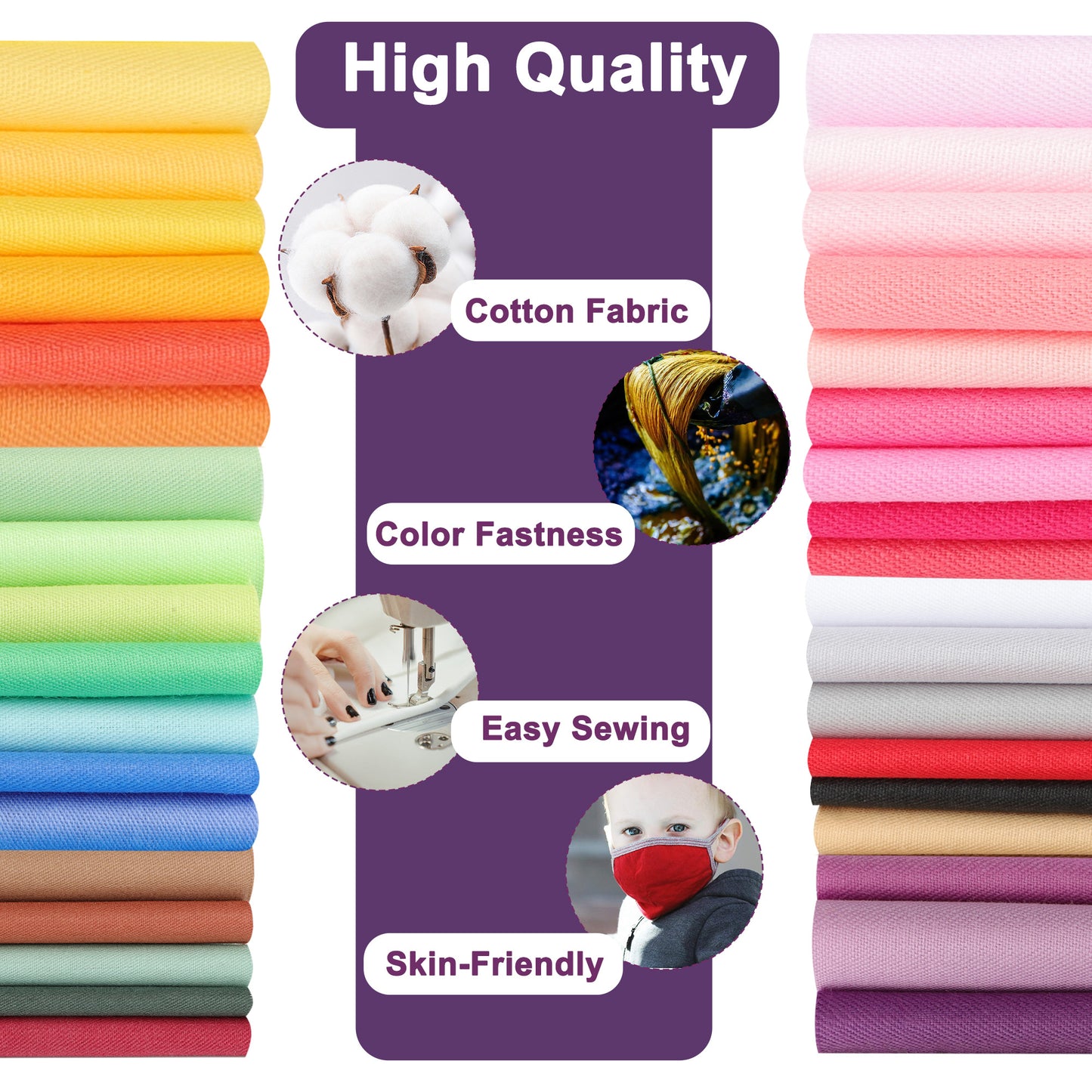 Cotton Patchwork Fabric Set - 50 Pieces of Soft and Skin-Friendly Craft Cloth