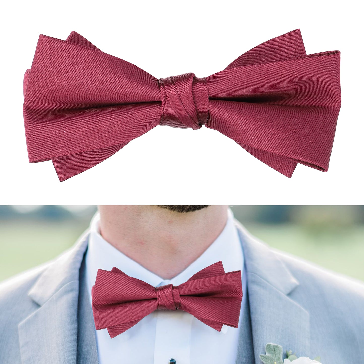 Classic Bow Tie Set - Red Silk Bow Tie with Gift Box for Men and Boys