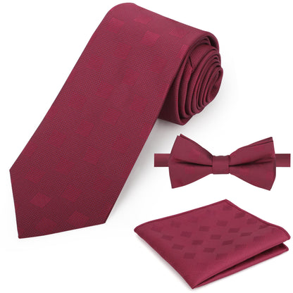 Men's Accessories Set - Tie, Bow Tie, Square Towel, and Gift Box for Formal Occasions