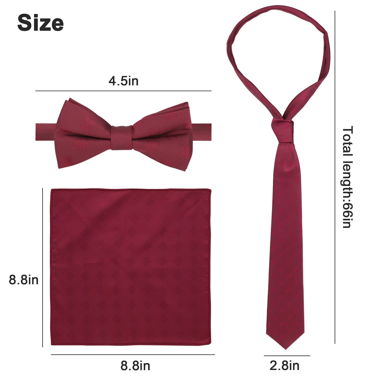 Men's Accessories Set - Tie, Bow Tie, Square Towel, and Gift Box for Formal Occasions