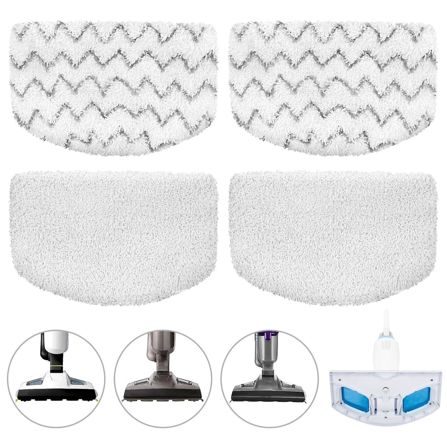 4Pcs Microfiber Mop Refill Pads Fit for Bissell 1252 1606670 1543 1652 Symphony Vacuum Steam Cleaner