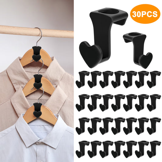 Hanger Connector Hooks (Set of 30) - Premium Non-Toxic Plastic, Space-Saving, Easy Installation