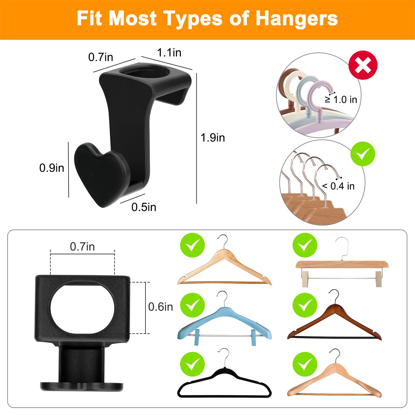 Hanger Connector Hooks (Set of 30) - Premium Non-Toxic Plastic, Space-Saving, Easy Installation