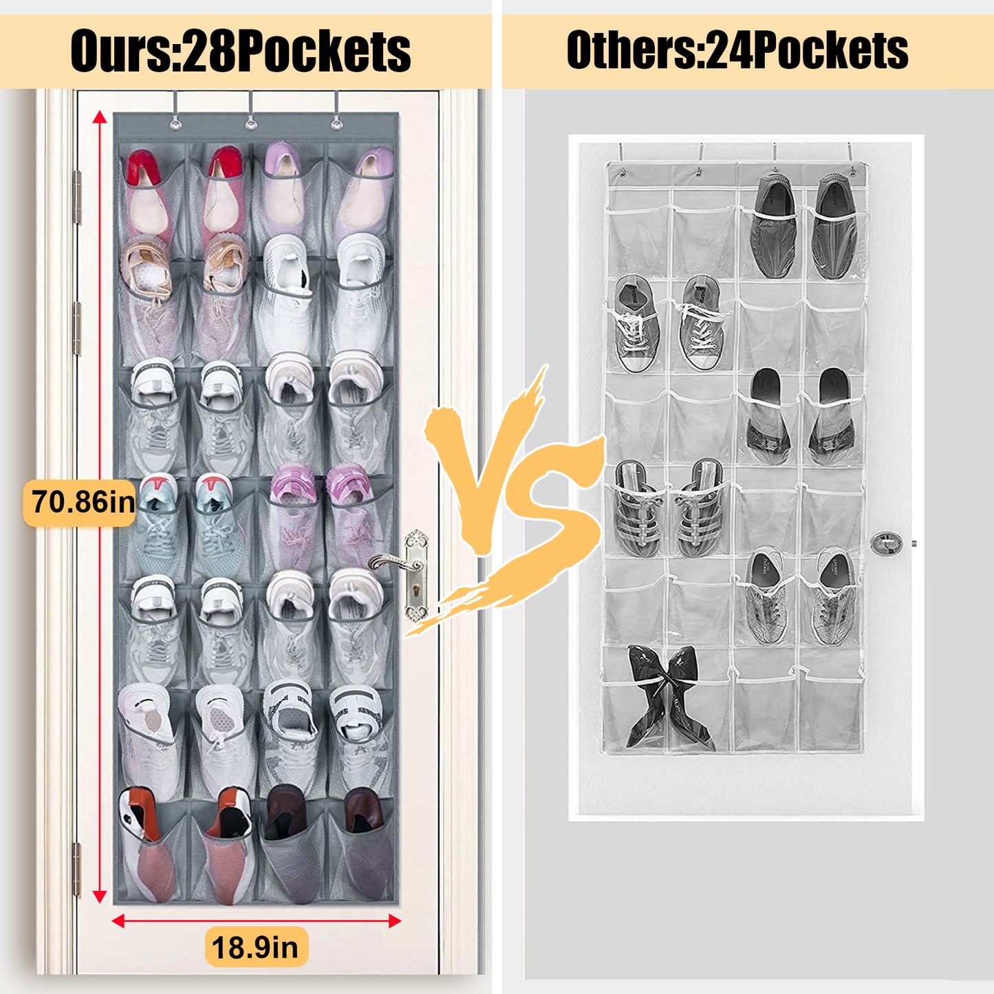 28 Grids Wall Hanging Shoe Organizer - Over Door Shoe Organizer Rack Hanging Storage Holder Hanger Bag Closet