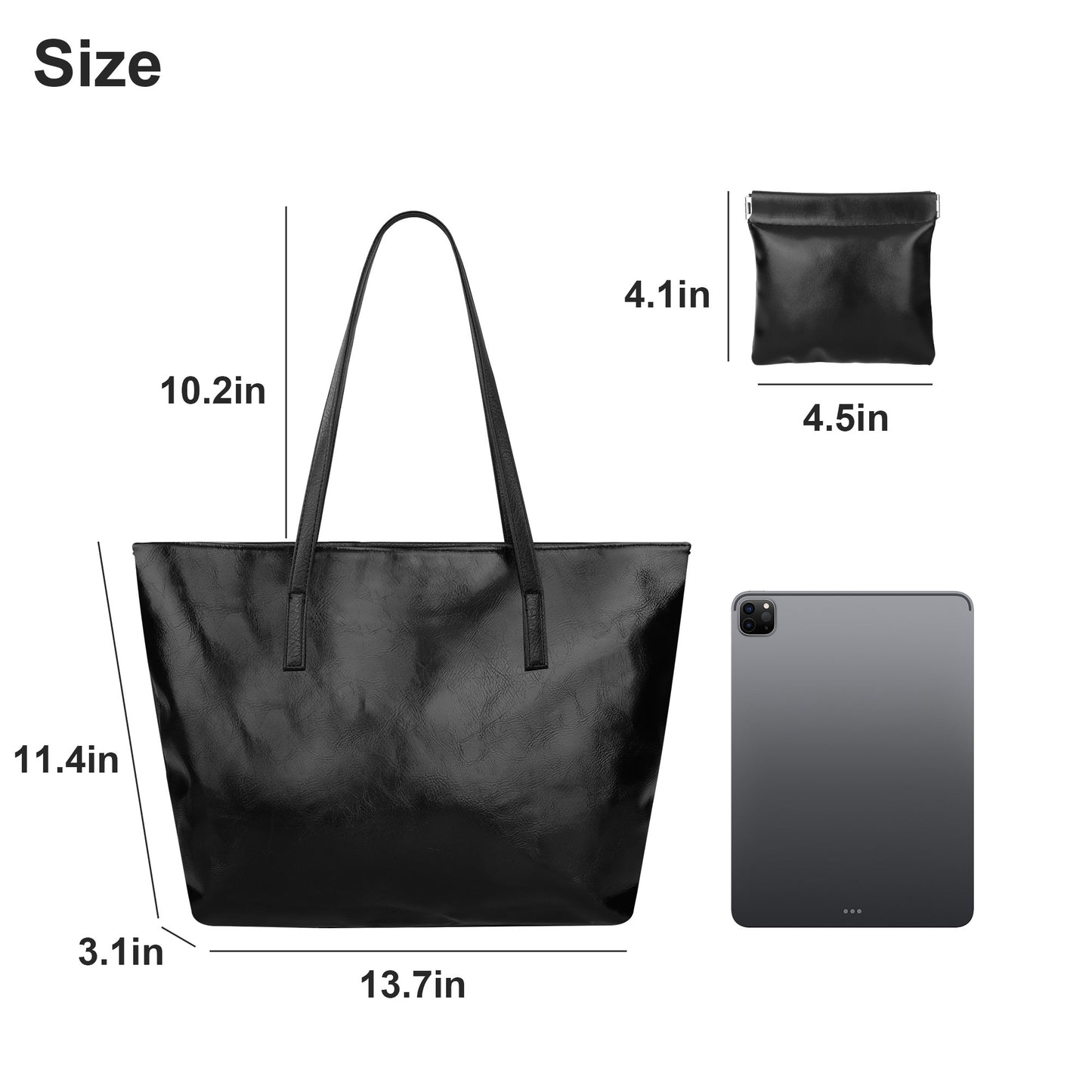 Large Capacity PU Leather Handbag with Purse Set - Women Tote Bag  Shoulder Bags Quality Soft Leather Purse Travel Bags Shopping Bag