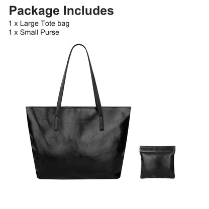 Large Capacity PU Leather Handbag with Purse Set - Women Tote Bag  Shoulder Bags Quality Soft Leather Purse Travel Bags Shopping Bag