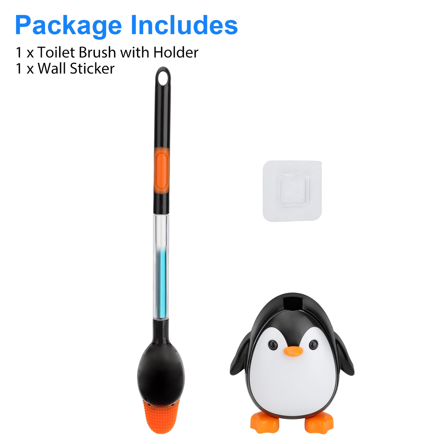 Cute Penguin Toilet Brush Holder Set - Cute Plastic Toilet Brush Household Cleaning Tool Brush