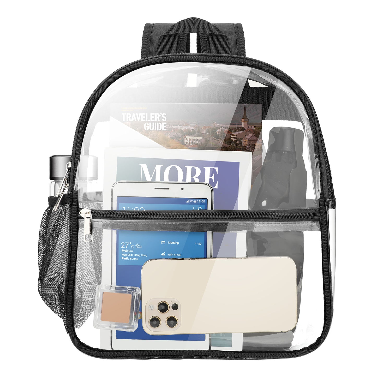 Transparent Clear Backpack - Water-Resistant PVC, Sturdy Shoulder Straps, Security Check Friendly