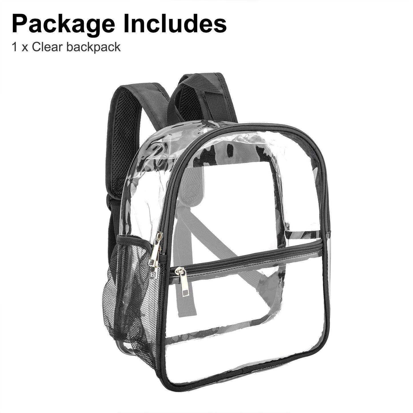 Transparent Clear Backpack - Water-Resistant PVC, Sturdy Shoulder Straps, Security Check Friendly