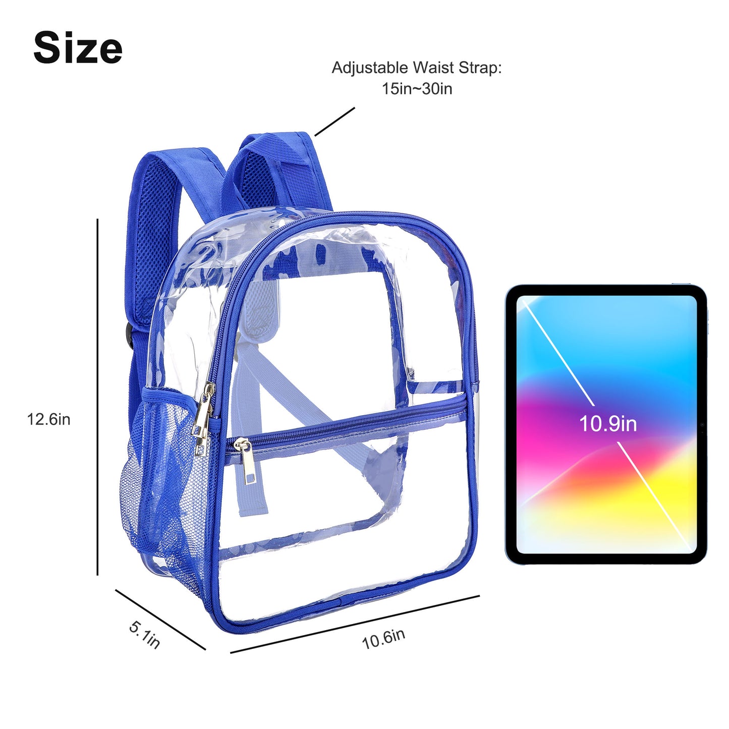 Transparent Clear Backpack - Water-Resistant and Durable, Ideal for Security Checks