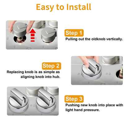 5PCS Gas Stove Knobs for GE Ranges - Durable Metal and ABS Plastic - Easy Installation