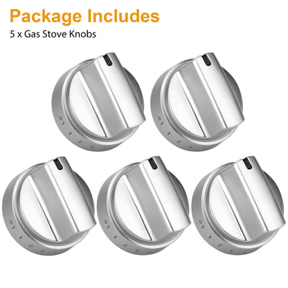 5PCS Gas Stove Knobs for GE Ranges - Durable Metal and ABS Plastic - Easy Installation