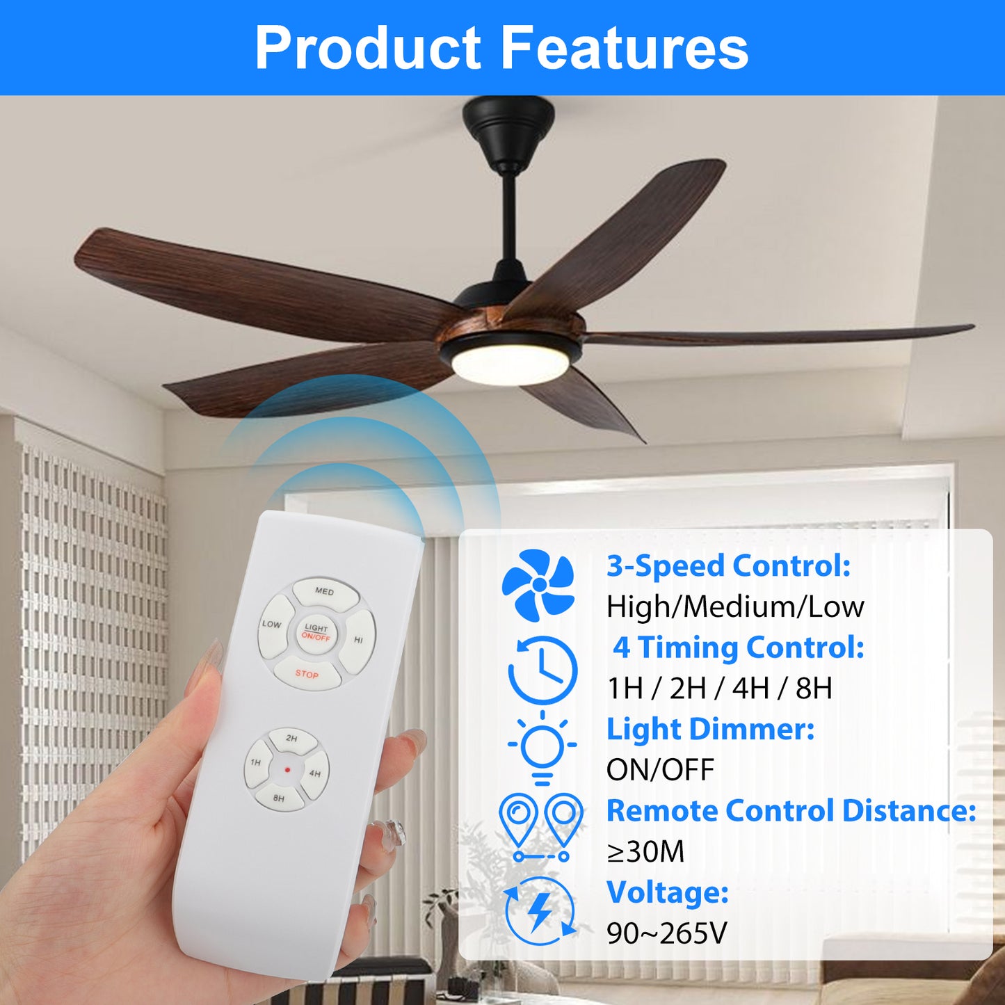 2-Pack Universal Ceiling Fan Remote Control Kit - 3 peed options, 4 timing settings, Beep Control