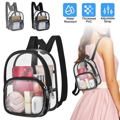 Fashion Mini Clear Backpack - 9x7.5x2.8 in Waterproof Small Clear Backpack for Security Travel Concert Sport Events(Black)