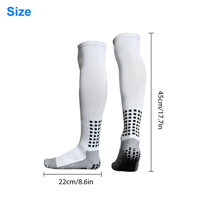 2Pcs New Sport Socks Anti Slip Sock - 42cm Men Women Football Socks Soccer Basketball Tennis Sport Socks Bicycle Running Sport Socks (black+white)