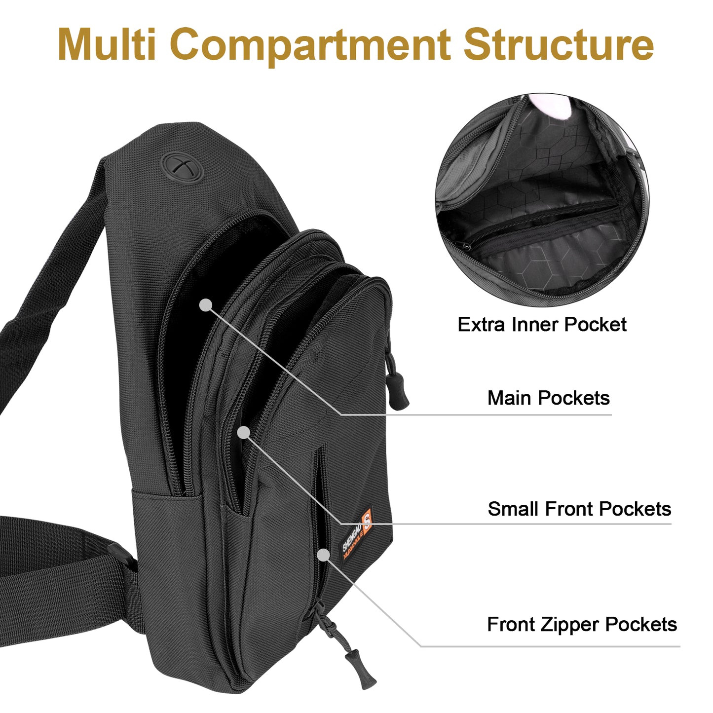 New Men Unisex Sport Backpack Crossbody Bag - Chest Bag Single Shoulder Crossbody Bag Backpack Tablets Bag Kawei Knight Tidal Men's Bag (Black)
