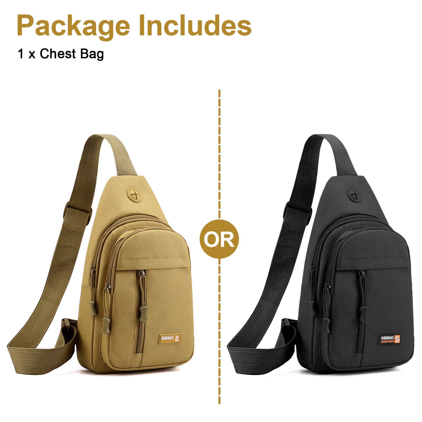 Men Canvas Sport Backpack Crossbody Bag - Outdoor Sport Sling Shoulder Small Bag Crossbody Chest Pack Backpack (Khaki)