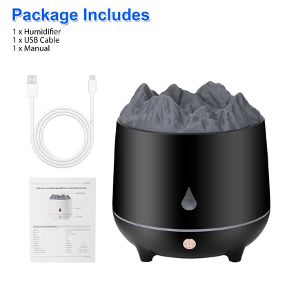 Simulated Volcano Aromatherapy Diffuser- Quiet Cool Mist for Bedroom & Office, Auto Shut Off - Enhance Air Quality with Aromatherapy Oil Diffuser - Perfect Gift & Night Light