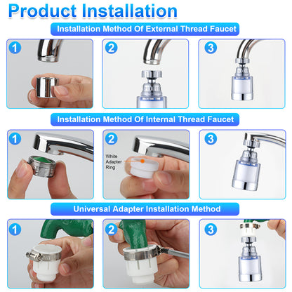 1 Faucet Water Filter and 5 Filter Cartridges - 360° rotatable anti-splash head,Water Filter Set for Hard Water Bath Filtration Purifier,for Kitchen Bathroom Washbasin Sink