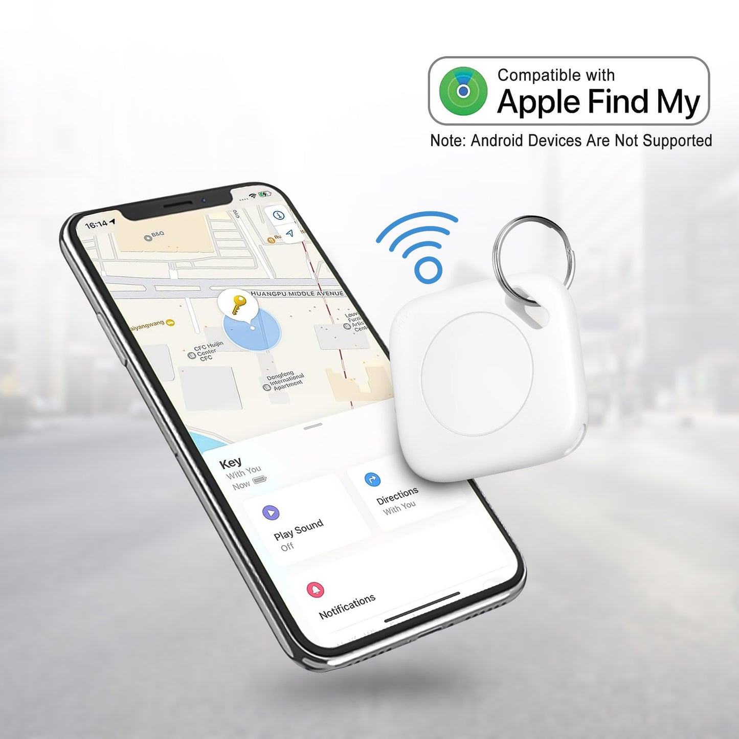 Anti-Loss Bluetooth Tracker - Replaceable Battery and 250 ft Bluetooth Range,Smart Mini GPS Locator Children's Pet Tracker Vehicle Locator (White）