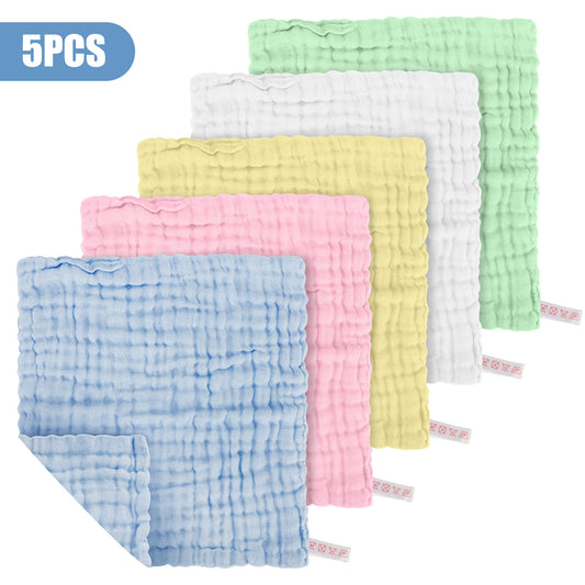 5x Cotton Baby Washcloths Bath Towel Natural Muslin Gentle Handkerchief Shower cloths