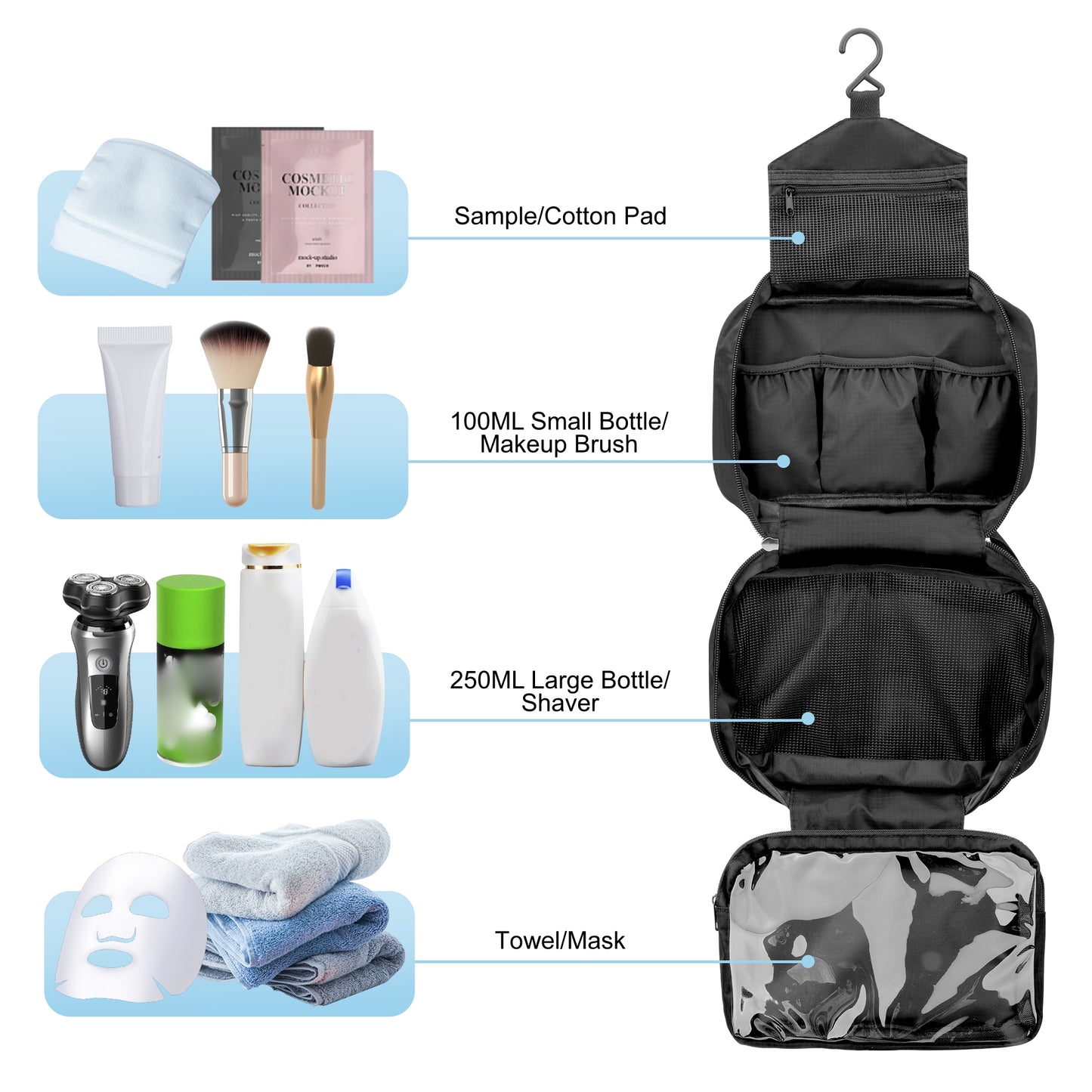 Travel Toiletry Bag for Women Men - Waterproof Toiletry Bag Organizer Makeup Bag Cosmetic Organizer Portable Case for Traveling Camping