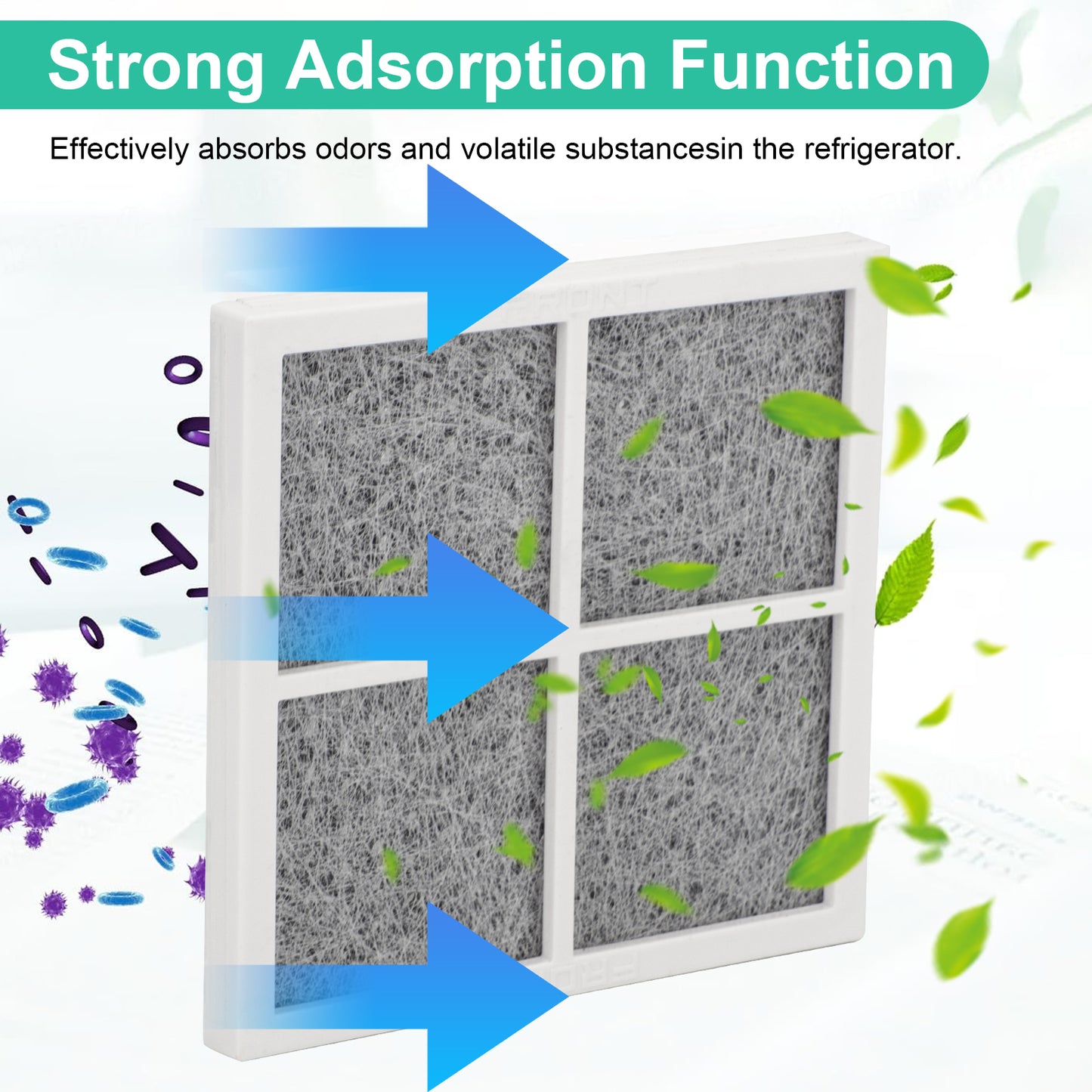 6 Pack Refrigerator Air Filter - Three-layer filtration system, High-Quality Carbon Material