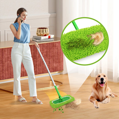 4Pcs Reusable Microfiber Mop Pads Refill for Swiffer Sweeper - Washable Mopping Cloths  Wet Pads Dry Sweeping Cloths for Household Cleaning Mopping Dry Sweeping (Mop is not Included) Green